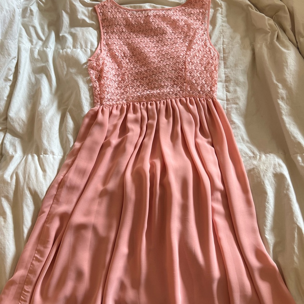 American Apparel Pink Smocked Tiered Babydoll Dress